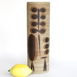 Sgrafo Modern Vase Vase westdeutsche Keramik Studiokeramik 1970er beige braun vintage Mid Century Modernist