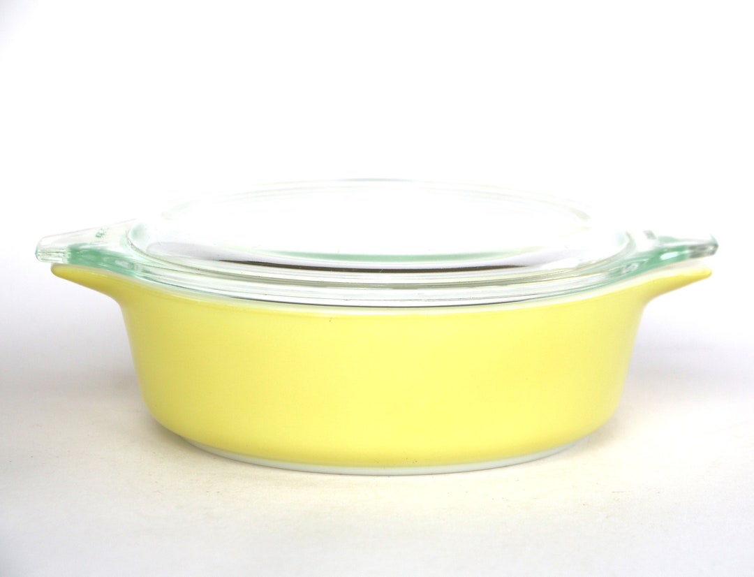Pyrex Ovenware Casserole Dish Yellow With Clear Lid 471 1pt Mid Century