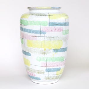 Carstens 435-25 Vase: 1950s West German Pottery, Pastel Rainbow