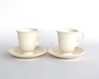 Juego de taza y platillo Wedgwood Edme Creamware: Vajilla de café inglesa