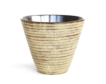 Jardinera vintage de Alemania Occidental: Dümler & Breiden Cerámica de esgrafiado marrón beige