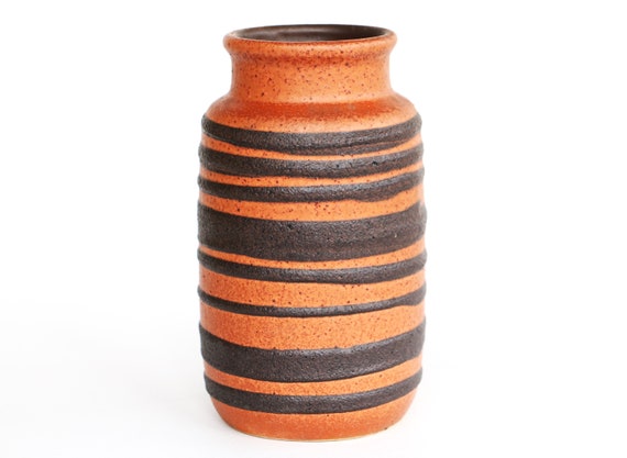 Scheurich 231-15 Vase: Braun Schwarze Fat Lava West German Pottery