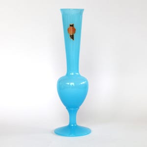 Aqua blue opaline glass vase milk glass vase opalina fiorentina italian glass mid century modern sixties hollywood regency turquoise
