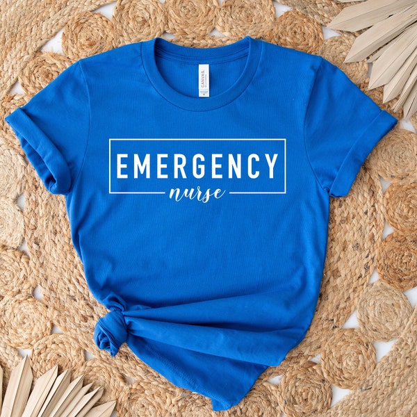 Emergency Nurse T- Shirt, Royal Blue, Black, White, Charcoal