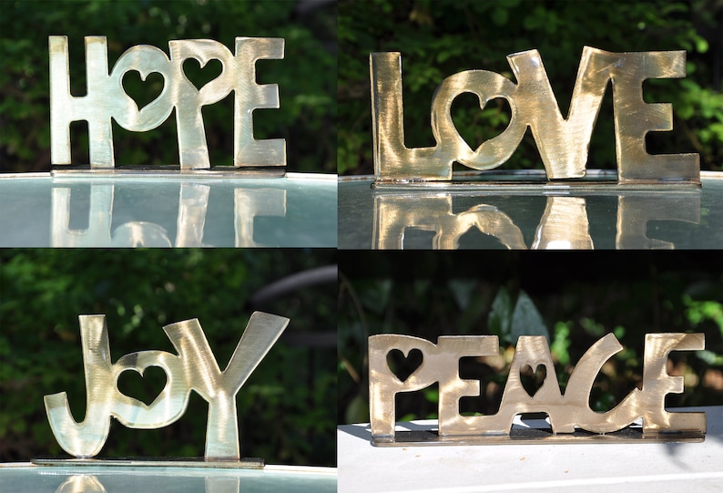 Peace Joy Love Hope Metal Shelf Sitter image 1