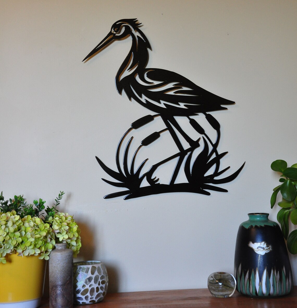 Metal Heron Wall Art Etsy
