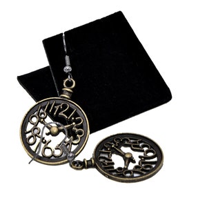 Clock earrings fan of numbers steampunk style mathematical time will tell image 4