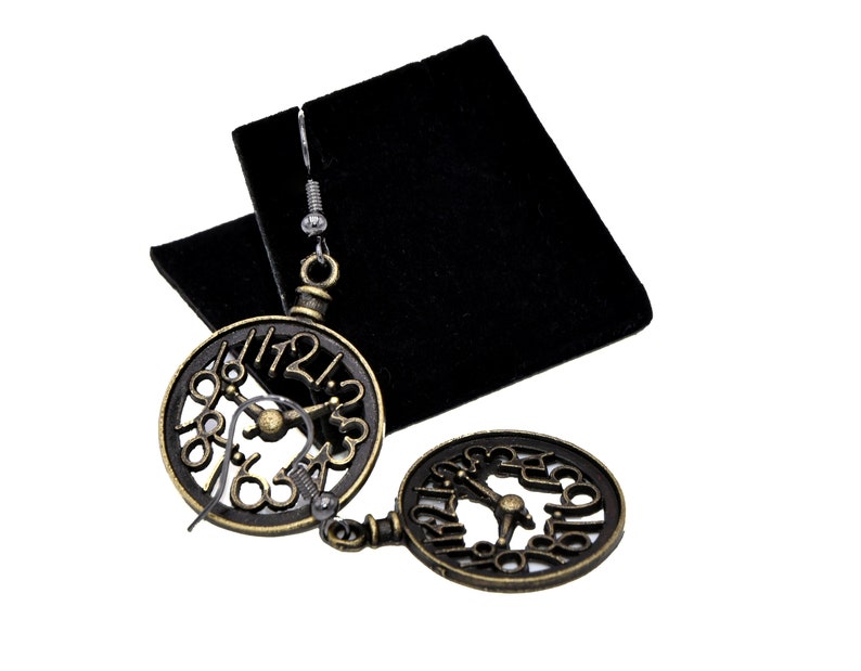 Clock earrings fan of numbers steampunk style mathematical time will tell image 4