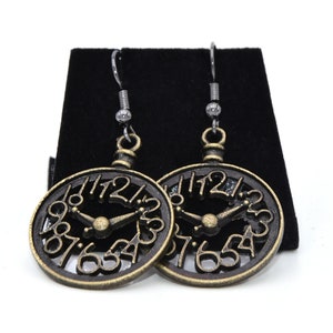 Clock earrings fan of numbers steampunk style mathematical time will tell image 1