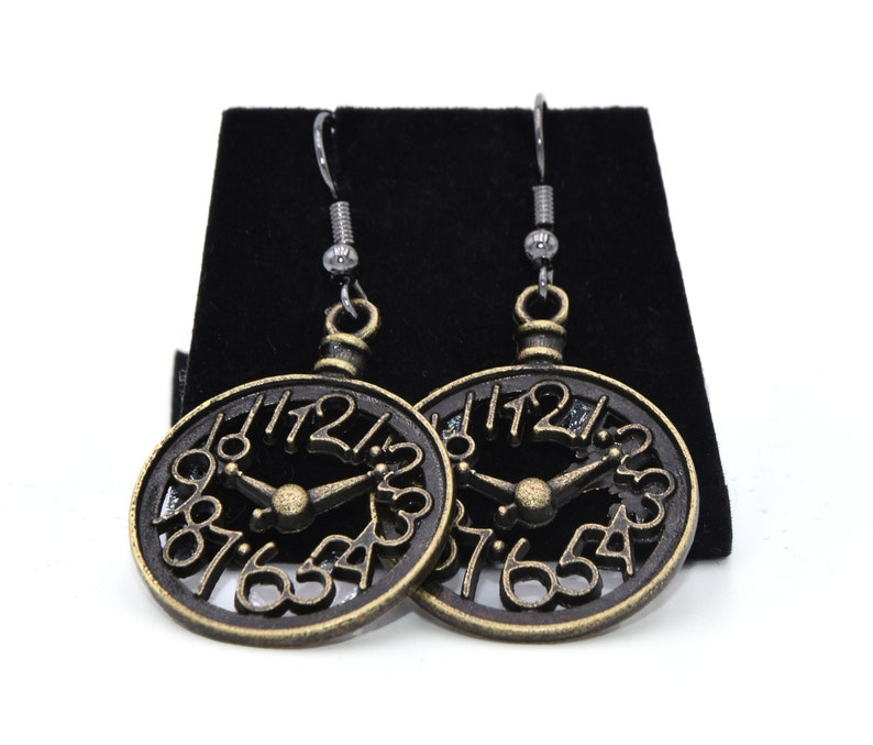 Clock earrings fan of numbers steampunk style mathematical time will tell image 1