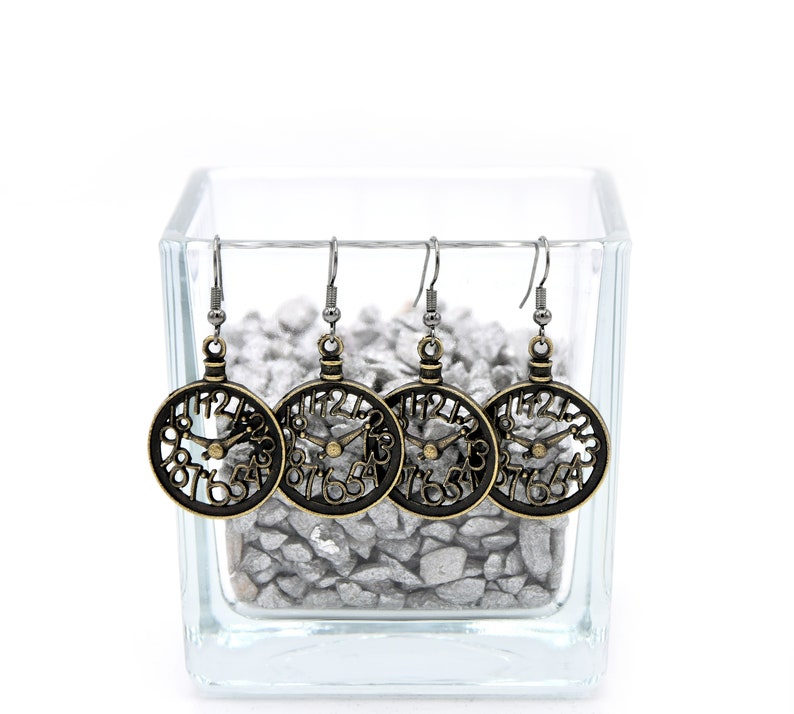 Clock earrings fan of numbers steampunk style mathematical time will tell image 5