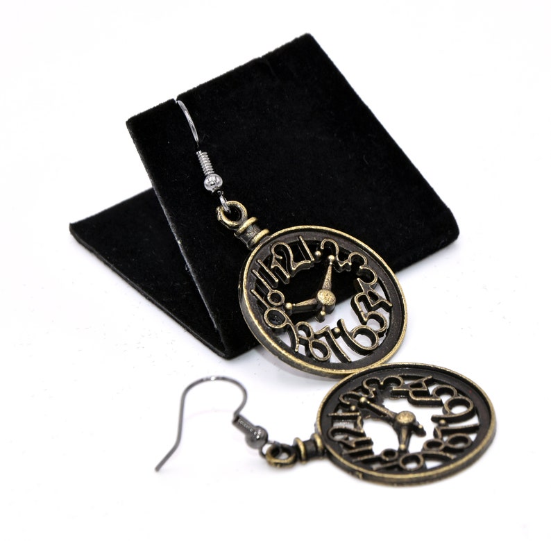 Clock earrings fan of numbers steampunk style mathematical time will tell image 3