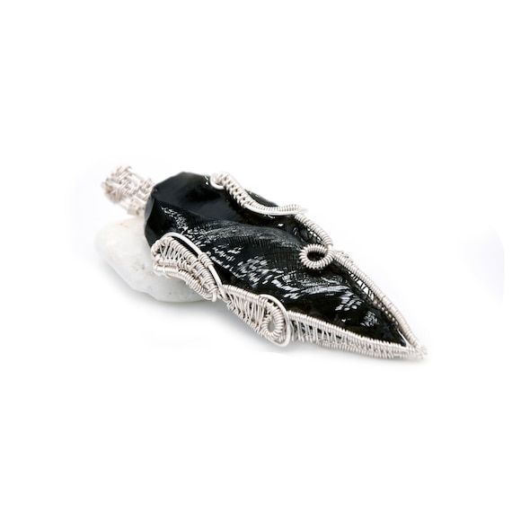 Obsidian shard pendant wire wrapped; gift for loved ones; birthday present