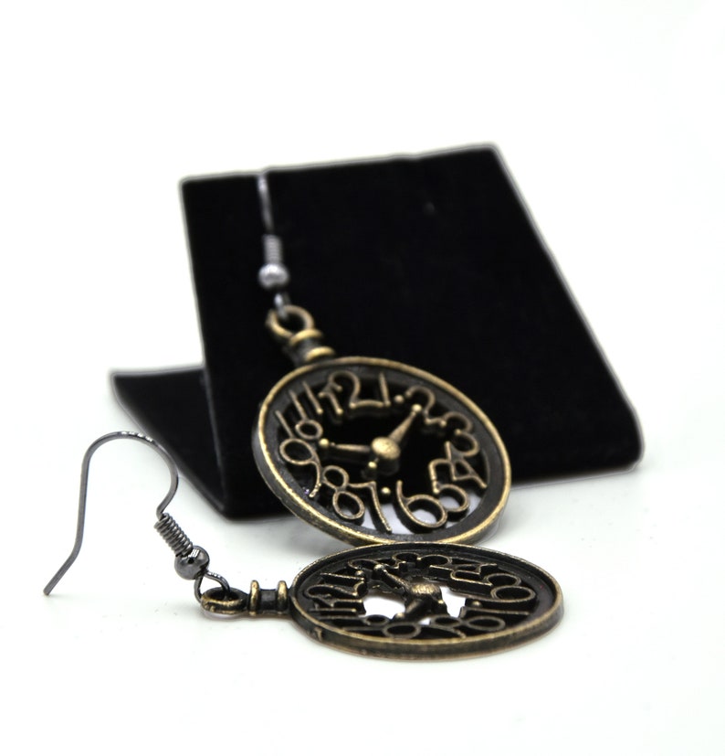 Clock earrings fan of numbers steampunk style mathematical time will tell image 6