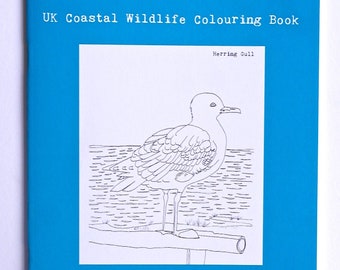 Coastal Animal Colouring Book, UK Coastal Wildlife Illustrated Colouring Book, Wildlife Colouring Book, Colouring for Adults