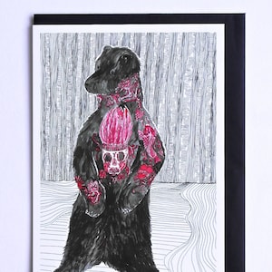 Tattooed Bear Card, Bear card, Illustrated Tattooed Bear Card, A5 card, blank bear card, illustrated animal card