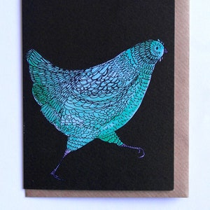 Carte de poulet, Carte de poulet illustrée, 'Gladys' le poulet, Carte de poule, Carte de Pâques