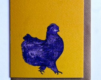 Chicken card, Bird Card, Illustrated Chicken, Bantam card, Hen card, Barbara the Chicken Illustrated Card, Easter Card