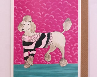 Poodle Dog Card, Illustrated Poodle , Poodle Card, Illustrated Dog Card, Card for Dog Lovers, Poodle Mom