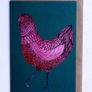 Carte de poulet, Carte de poulet illustrée, 'Gloria' le poulet, Carte de poule, Carte de Pâques