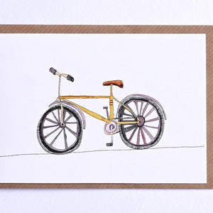 Bike Card, Quirky Bike Card, Road Bike Card, Illustrated Tourer Bike Card, Card per ciclista, Bicycle Art, Blank Bike Card