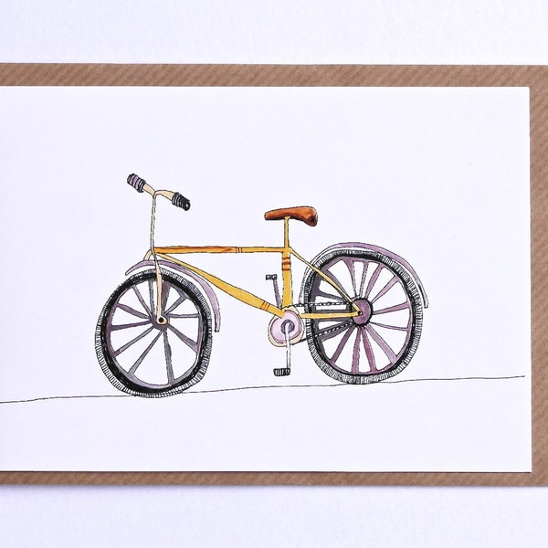 Bike Card, Quirky Bike Card, Road Bike Card, Illustrated Tourer Bike Card, Card for Cyclist, Bicycle Art, Blank Bike Card