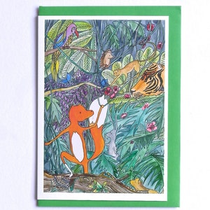 Carte Fox, Carte Jungle, Carte Faune, Carte Renard Illustrée Down in the Jungle
