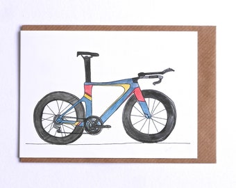 Triathlon Bike Card, Racing Bike Bike Greetings Card, Card for Triathlete, Card for Cyclist, Tri Bike Card