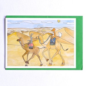 Carte désert, carte de balade à dos de chameau, carte de jours de désert, carte fox, carte d’aventure, art fox, la zone d’aventure