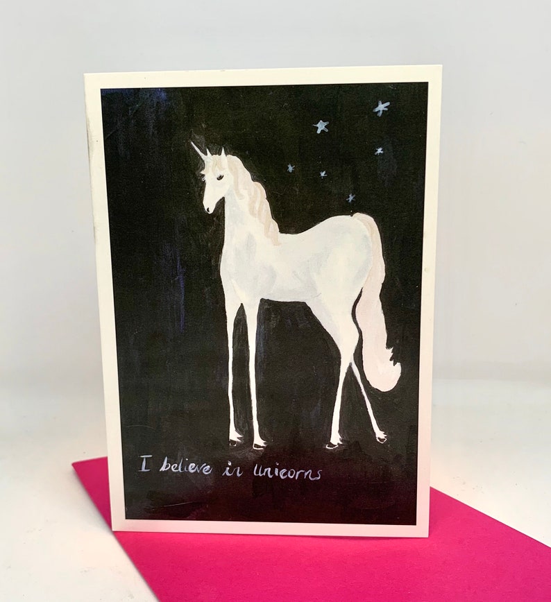 Unicorn Card, Illustrated Unicorn Card, I Believe in Unicorns Illustrated Unicorn Card, Card for Unicorn Lovers image 4