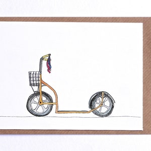 Carte scooter, Art scooter, Carte scooter rétro illustrée