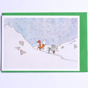 Carte Fox, White Out, Fox in the Snow, Carte d’hiver, Carte de Noël, Carte White Out, Carte de la faune, Carte du jour de neige, Carte neigeuse