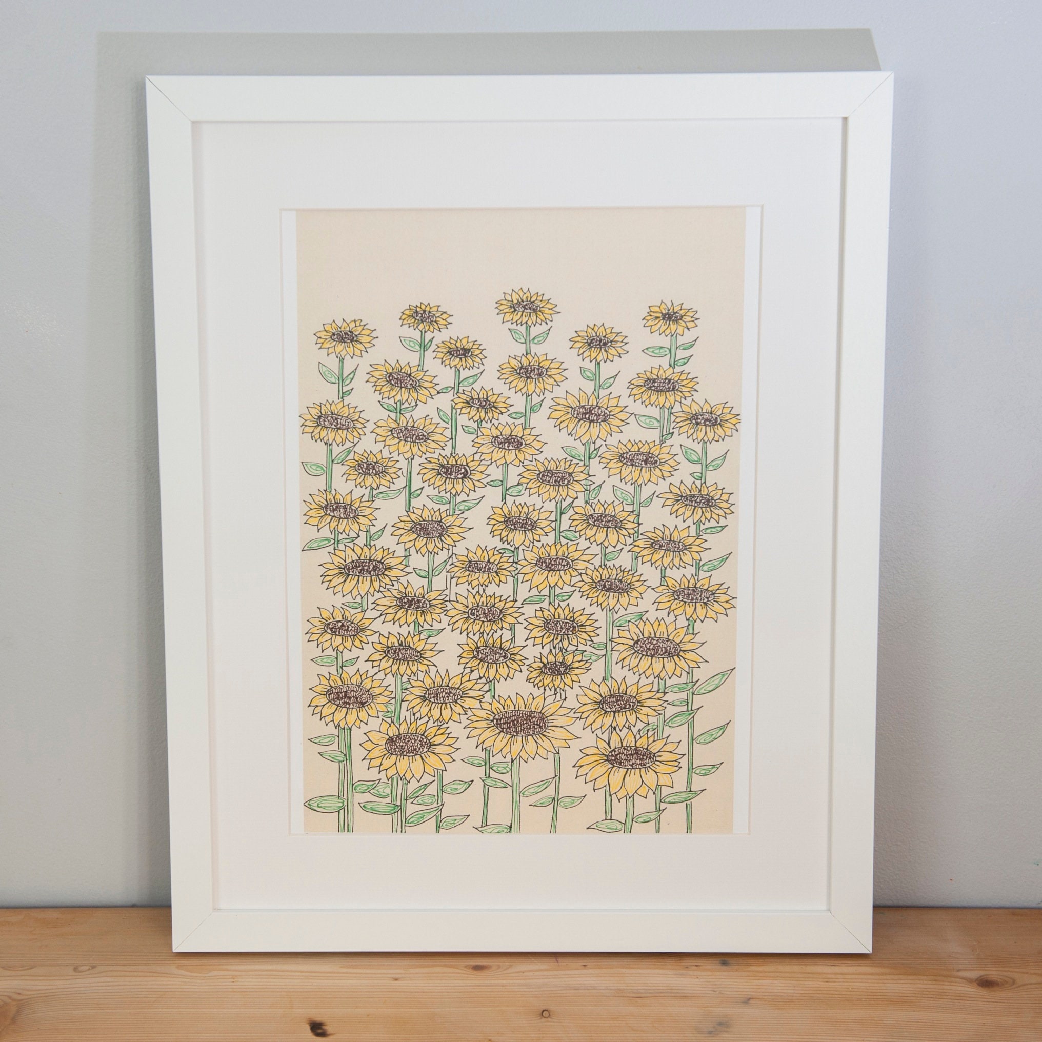 Sunflowers Card, Flower Card, Illustrated Sunflowers Greetings Card ...