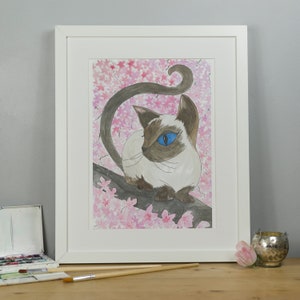 Siamese Cat Picture, Pixie the Siamese Cat Print, Cat Art, Cat Illustration, Cat Lover Gift, Illustrated Cat Print, Pixie the Cat Print