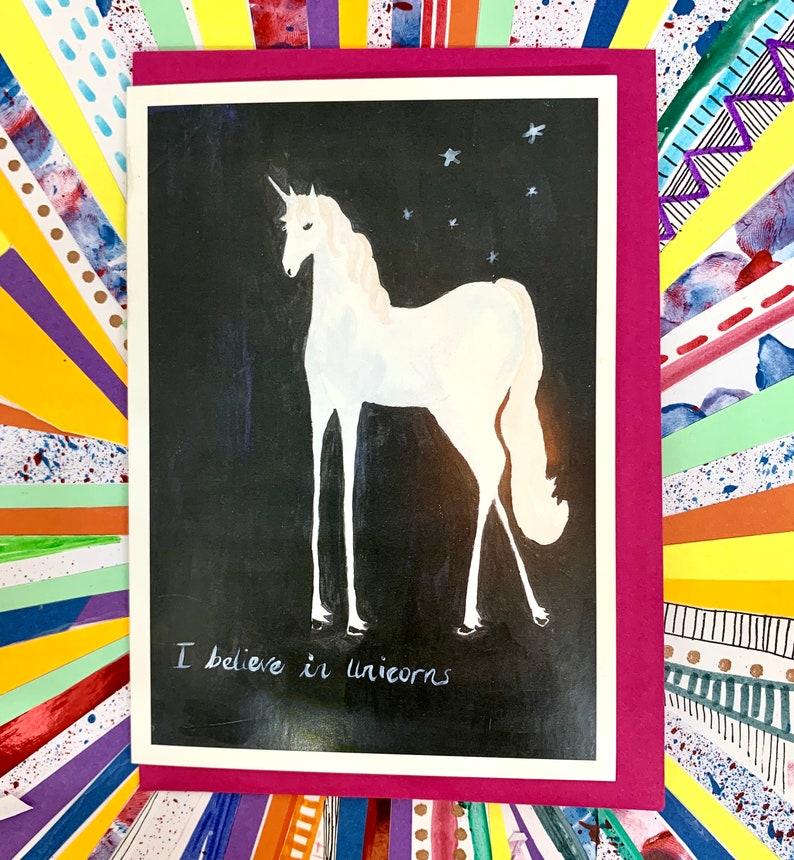 Unicorn Card, Illustrated Unicorn Card, I Believe in Unicorns Illustrated Unicorn Card, Card for Unicorn Lovers image 5