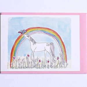 Carte Licorne, Anniversaire Licorne, Carte pour Amoureux De Licorne, Licorne Arc-en-Ciel, Sous la Carte Licorne Illustrée Arc-en-Ciel