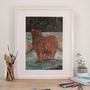 Impresión del oso, oso ilustrado, arte del oso, cartel del oso, impresión del oso espiritual A3