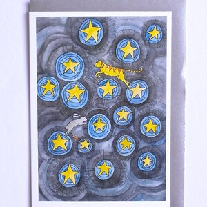 Stars Card, Star Jumping Card, Space Card, Animal Card