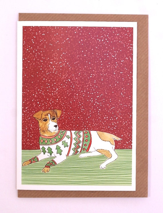 Jack Russell Card Christmas Dog Card Jack Russell Terrier Etsy