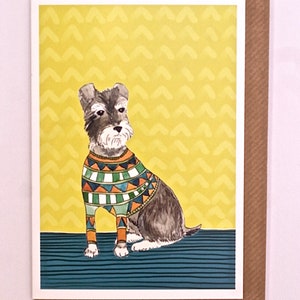 Miniature Schnauzer Card, Schnauzer Card, Dog Card, Schnauzer Dog Card, Dog Lover Card, Dog in a Jumper