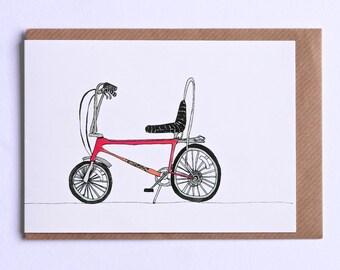 Bike Card, Chopper Bike Card, Illustrated Chopper Bike Card, Card for Bike lovers