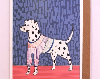 Dalmatian Card, Dog Lover Card, Dog Birthday Card, Illustrated Dalmatian Dog Card, Dog in a Jumper