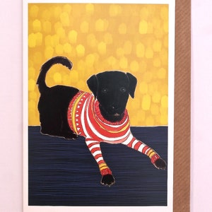Labrador Card, Dog Card, Dog Lover Card, Black Lab Card, Illustrated Black Labrador Dog Card