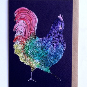 Carte coq, carte coq, carte illustrée Sebastian le coq, carte de Pâques