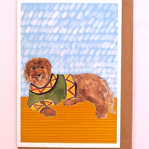 Carte Labradoodle, Carte Labradoodle brune, Carte Chien, Carte Chien Labradoodle, Carte Amoureux Chien, Chien dans un Pull