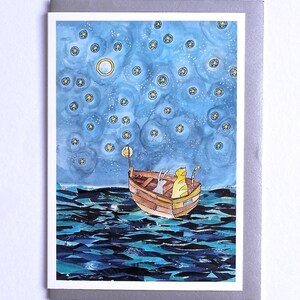 Star Drifting Card, nieuwe babykaart, schattige kattenkaart, dierenkaart, 'Star Drifting'-kaart