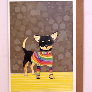 Carta cane, Carta Chihuahua, Carta cane Chihuahua illustrata, Carta per amante dei cani, Carta proprietario del cane