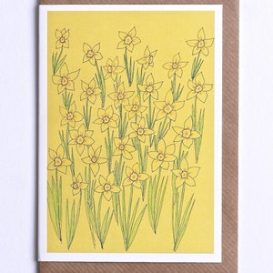 Narzissen Karte, Florale Karte, Dankeskarte, Narzissen Grußkarte, Illustrierte Narzissen Karte, Daffs Karte, Botanische Karte, Osterkarte