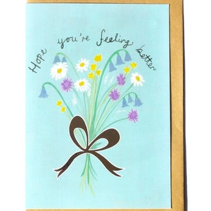 Get Well Soon Card, Floral Card, Hope You’re Feel Better Gold Foiled Floral Card