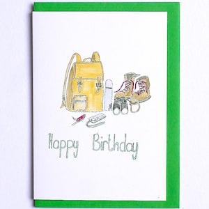 Tarjeta de cumpleaños de aventura, tarjeta de cumpleaños para caminantes, tarjeta de aventura de feliz cumpleaños